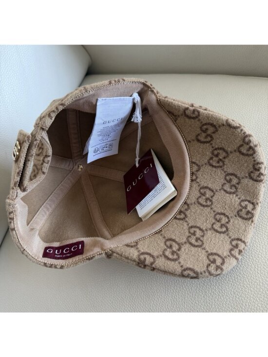 NWT GUCCI Light Brown GG Baseball Hat Cap 100% Authentic Sz S Logo